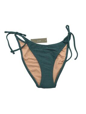 J.Crew Womens Mid Rise Ribbed Curved Waist Cheeky String Bikini Bottom Green M